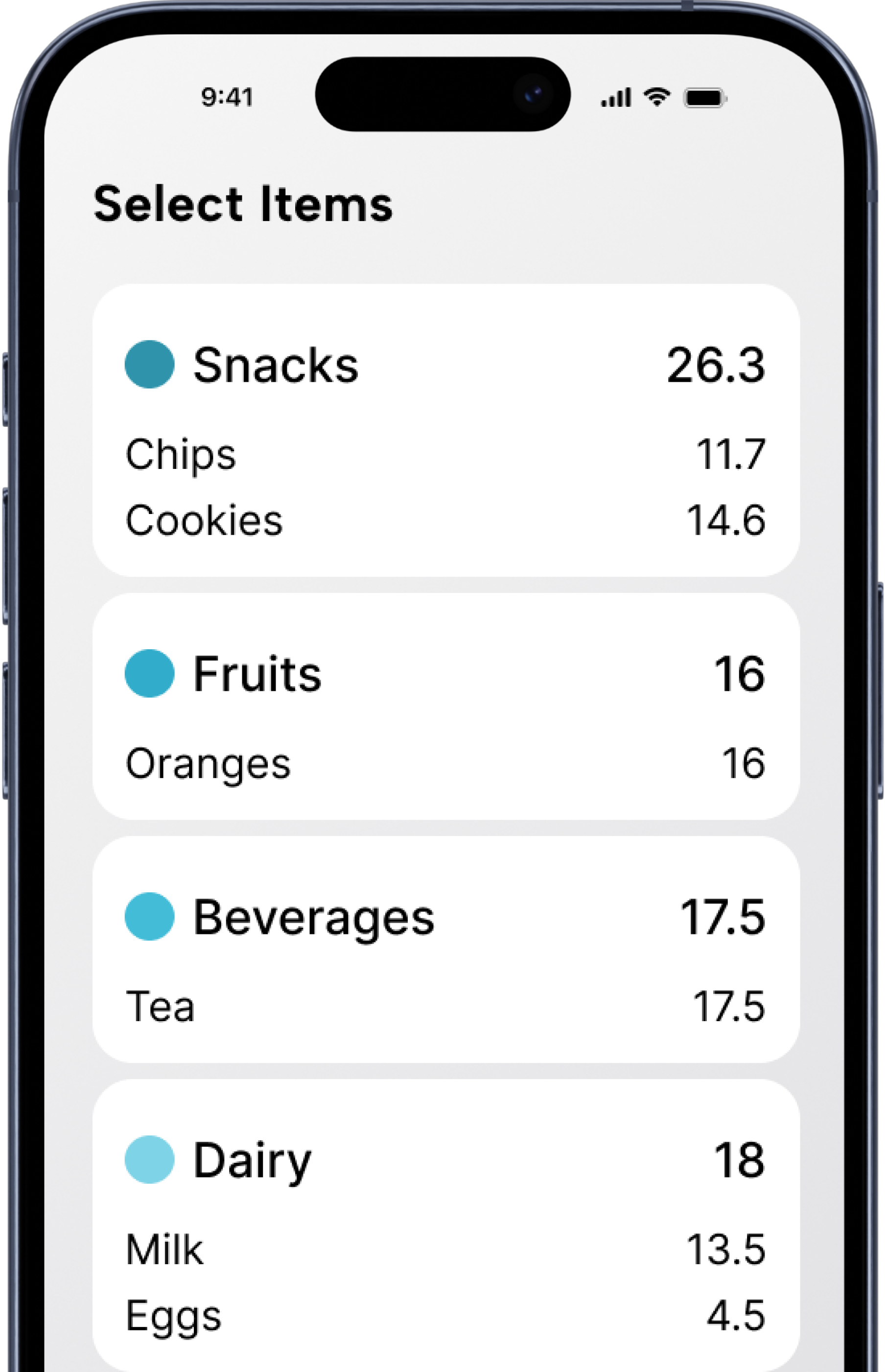 extracted items from scanned receipt
